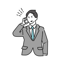 テキパキと電話をする営業　男性ビジネスパーソン