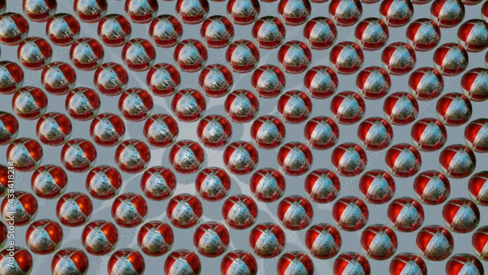 Aufkleber abstract animation of red-gray metal spheres rotating on a gray background. loop abstract background