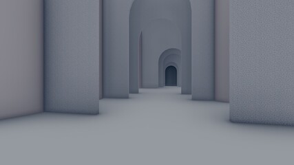 Architecture interior background empty arched pass 3d render