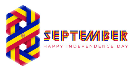September 8, Andorra Independence Day congratulatory design with andorran flag elements.
