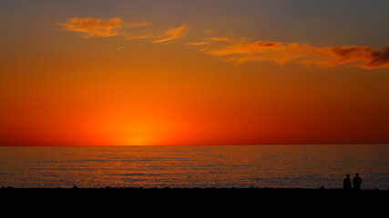 Batumi, Georgia - May 12, 2021: Sunset at Sea