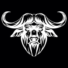 Obraz premium Vector head of mascot african buffalo head isolated on black