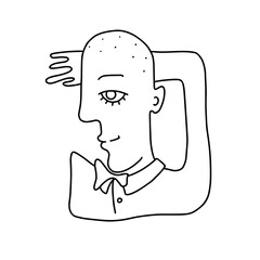 abstract drawing of a man, cubism line art