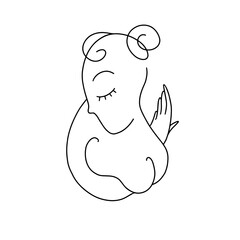 abstract drawing of woman, cubism line art 1