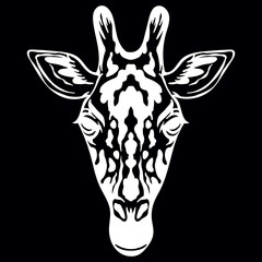 Vector head of mascot giraffe head isolated on black
