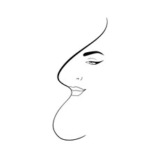 Line art abstract beautiful female face 4