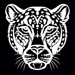 Vector head of mascot leopard head isolated on black