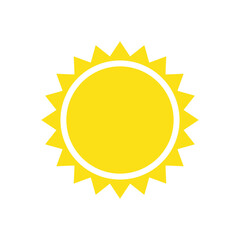 Yellow sun. Symbol of hot weather day, summer holiday or new life. Simple flat vector silhouette