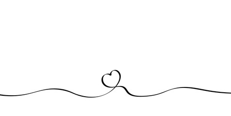 Simple heart in one line. Design for the decor of postcards, for the holiday.