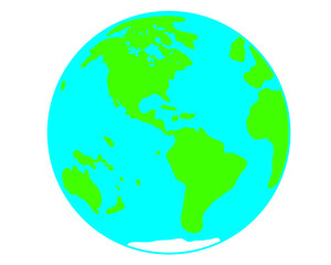 Planet earth cartoon illustration. Global map. World Health Day. Earth Day. Planet Earth.