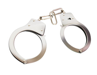 Closed handcuffs of a policeman without a key. 3d illustration