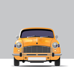 Front view of classic yellow cab - obrazy, fototapety, plakaty