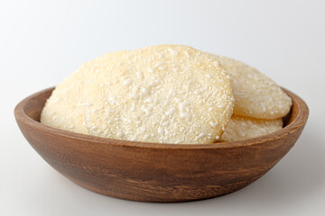 Fototapeta na wymiar Rice crackers on a white background
