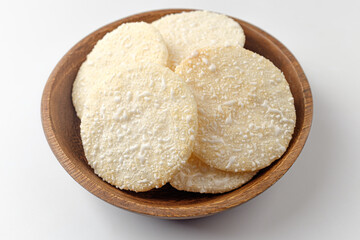 Rice crackers on a white background
