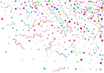 Colored Serpentine Paper Vector White Background.