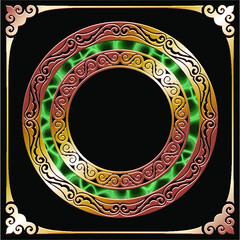 round gold frame with malachite