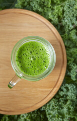 kale juice in a glass jar