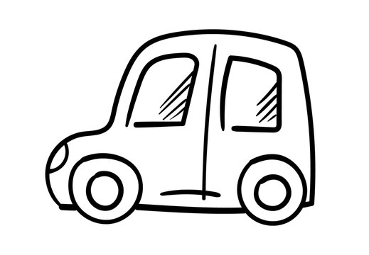 Illustration depicting a doodle toy car. Vector illustration.