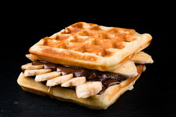 The original Belgian waffles with bananas, nuts and chocolate