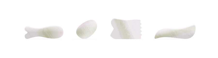 Kinds of Gua Sha Stones with Marble Texture for Beauty Facial Massage Therapy. Skin Care Anti-Aging Tools. Social Media Banner.