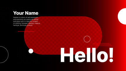 Horizontal Banner for Fashion Social Media Account. Red Template for Desktop with Greeting and Space for Nickname. Red Cover for Video Service. Put Your Content under Background. Vector illustration