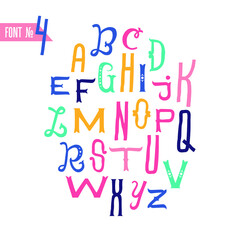 Kids Modern Flat Cute Alphabet Set. Funny Latin Font. Letters.