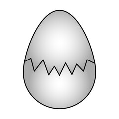 The egg is broken. The eggshell is cracked in the middle of the egg. Colored vector illustration. Hatching a chick. Chicken egg with a zigzag split. Cartoon style. Isolated white background. 