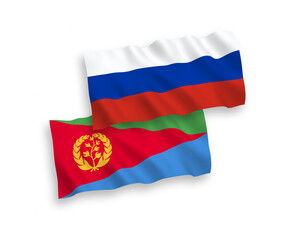 Flags of Eritrea and Russia on a white background