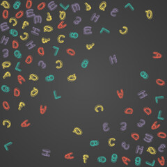 Alphabet Blackboard Vector Black Background.