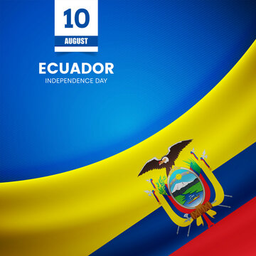 Creative Ecuador flag on fabric texture. Vintage style independence day background
