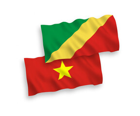 Fototapeta premium Flags of Republic of the Congo and Vietnam on a white background