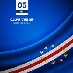 Creative Cape Verde flag on fabric texture. Vintage style independence day background