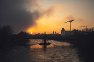 Fototapeta premium photography of a sunset in the city of ingolstadt bavaria