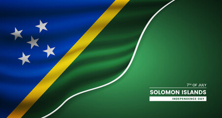 Abstract independence day of Solomon Islands background with elegant fabric flag and typographic illustration