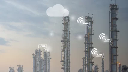 Fotobehang IOT sensor innovation for cloud computing technology , Internet of thing integrate to big data analytic platform on cloud for advance application for smart industry. © behindlens