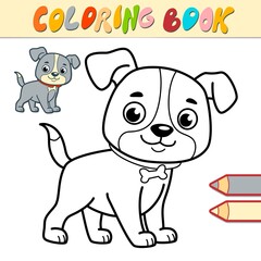 Coloring book or page for kids. Dog black and white vector