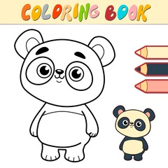 Coloring book or page for kids. Panda black and white vector