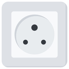 Simple White Flat Wall Socket Vector Illustration Icon, Type D