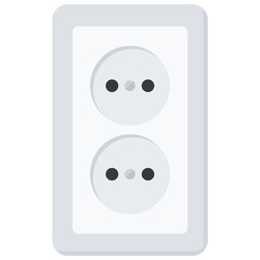 Simple White Flat Wall Socket Vector Illustration Icon, Type C