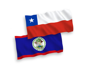 Flags of Belize and Chile on a white background