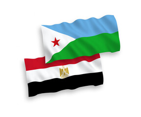 Flags of Republic of Djibouti and Egypt on a white background