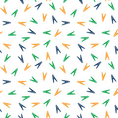 vector pattern with colorful clothespins on a white background