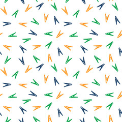 vector pattern with colorful clothespins on a white background