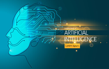 Human Big data visualization. Futuristic Artificial intelligence concept. Cyber mind next step to artificial intelligence