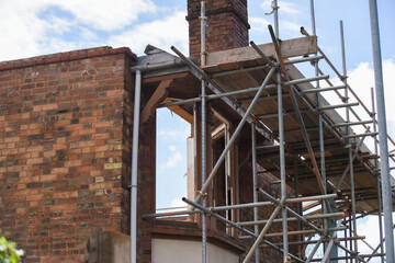 Scaffolding on building exterior to allow for renovation works