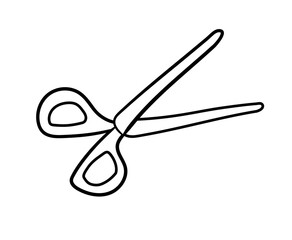 Doodle scissors icon. Vector illustration.