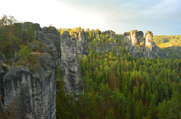 Fototapeta na wymiar Saxon Switzerland, Germany sandstone rocks landscape scenic view