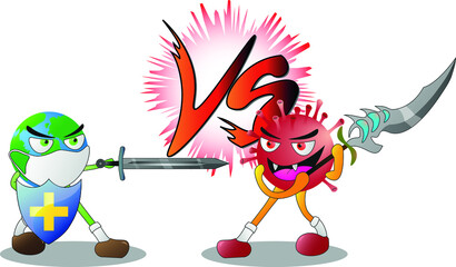 World's battle against COVID-19 coronavirus Illustration