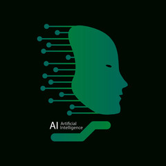 Artificial Intelligence Robot Mask, art video illustration.