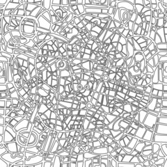 Abstract seamless city map pattern. Vector monochrome background with the intersecting of many roads and streets of large city. Decorative urban texture, suitable for wallpaper, wrapping paper, fabric